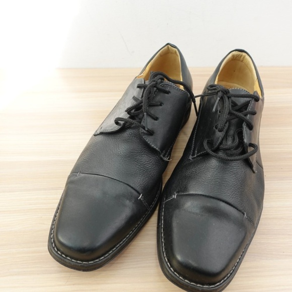 Black Full Grain‎ Leather Oxford Derby Shoes Men 11.5 D SANDRO MOSCOLONI Maxwell
